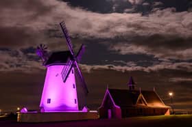 Iconic Fylde coast landmark Lytham Windmill lit purple for Cauda Equina Awareness Day