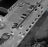 Police in pursuit of a car during an illegal car meet in Blackpool