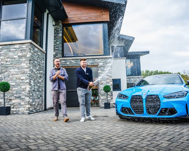 25-year-old Cain Heyworth was left speechless after discovering he had won the dream home Holly Bank on Division Lane, St Annes - a fully furnished luxury property, with a private tennis court, swim spa and cocktail lounge as well as a BMW M4. Elite Competitions also offered an option of taking a £1.475m tax-free cash prize instead - which he decided to take.  
