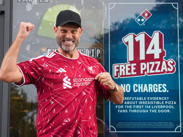 Domino's offered 114 free pizzas to the first 114 fans wearing Liverpool jerseys