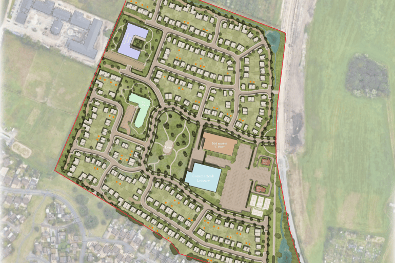 The proposed site spans over 6 acres and would feature 302 homes. 