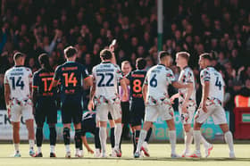 George Honeyman was shown a red card at Cambridge United last weekend