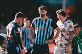 Jerry Yates (left) and Tom Bloxham started up front for Blackpool at Cambridge United last weekend