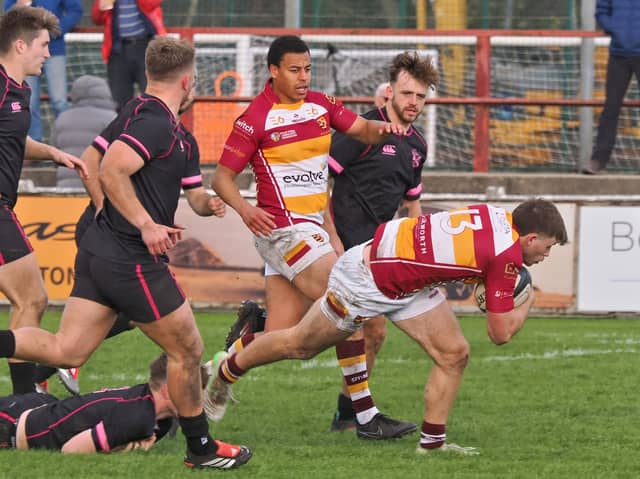 Fylde's Aaron Pope in possession during Saturday's clash with Tynedale