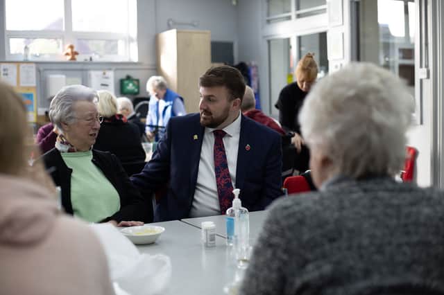 Blackpool South MP Chris Webb with a constituent