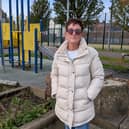 Cllr Ruth Duffy at theMilton Street play area in Fleetwood