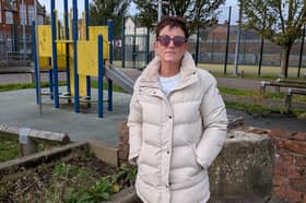 Cllr Ruth Duffy at theMilton Street play area in Fleetwood