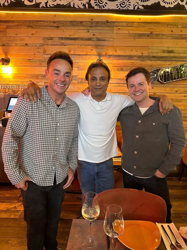 Ant and Dec with Ben Vara, owner of Jai Lounge in Lytham