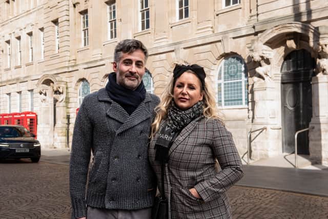 Stuart and Laura Wignall infront of the former Post Office building in Blackpool