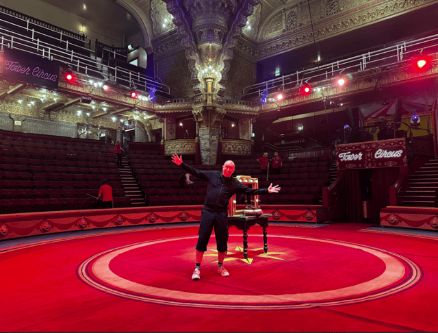 Andy Walmsley poses inside the Tower Circus. Despite living in Las Vegas, he has always stayed close to his Blackpool roots.