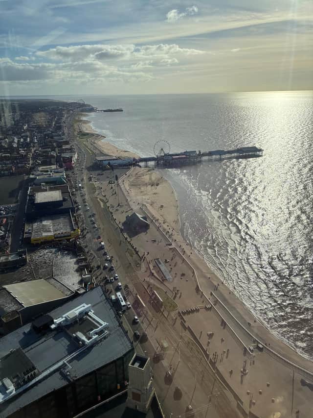Views from Blackpool Tower Top across Blackpool including Central Pier