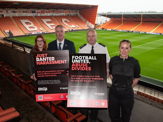 The launch of Op Holcroft - a new campaign to stamp out misogyny in football across Lancashire. Pictured at Bloomfield Road Stadium, Blackpool. Photo: Lucinda Herbert