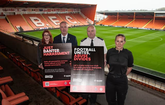 The launch of Op Holcroft - a new campaign to stamp out misogyny in football across Lancashire. Pictured at Bloomfield Road Stadium, Blackpool. Photo: Lucinda Herbert
