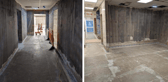 Photos taken inside the centre show the progress of the renovations. 