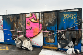 An arson attack left the NHS Covid portacabins on Blackpool South Car Park in a bad state. 