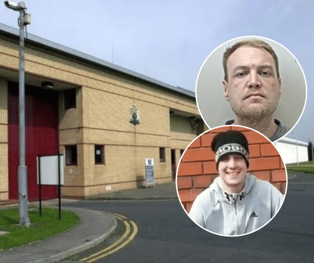 Tony Joynes (inset bottom), 47, was murdered by his cellmate Shaun Newton (inset top) while serving a 15-year sentence at HMP Garth for wounding with intent. His killer has been jailed for life and told he must serve a minimum of 34 years