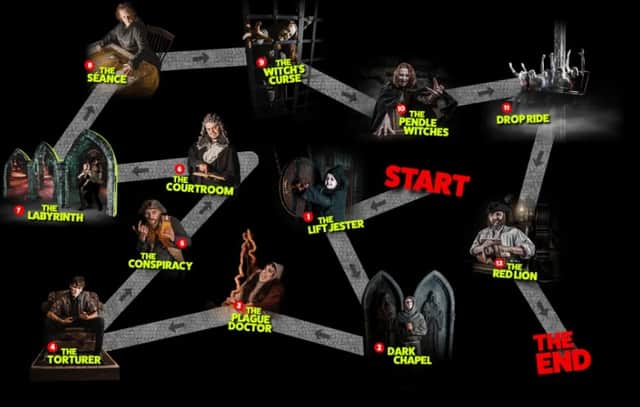 The Blackpool Tower Dungeon map as guests are taken on a journey through Lancashire's murky past