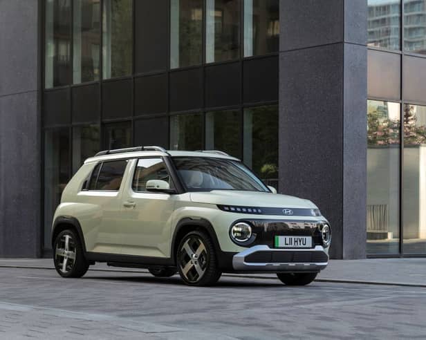 The Hyundai Inster’s boxy shape and round lights give the small electric car plenty of character