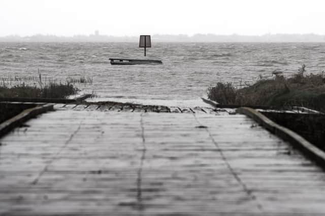 Lytham Jetty has broken in two, causing major disruption for Ribble Cruising Club. Pictured at high tide, with part of the debris floating in the sea. Photo: Lucinda Herbert