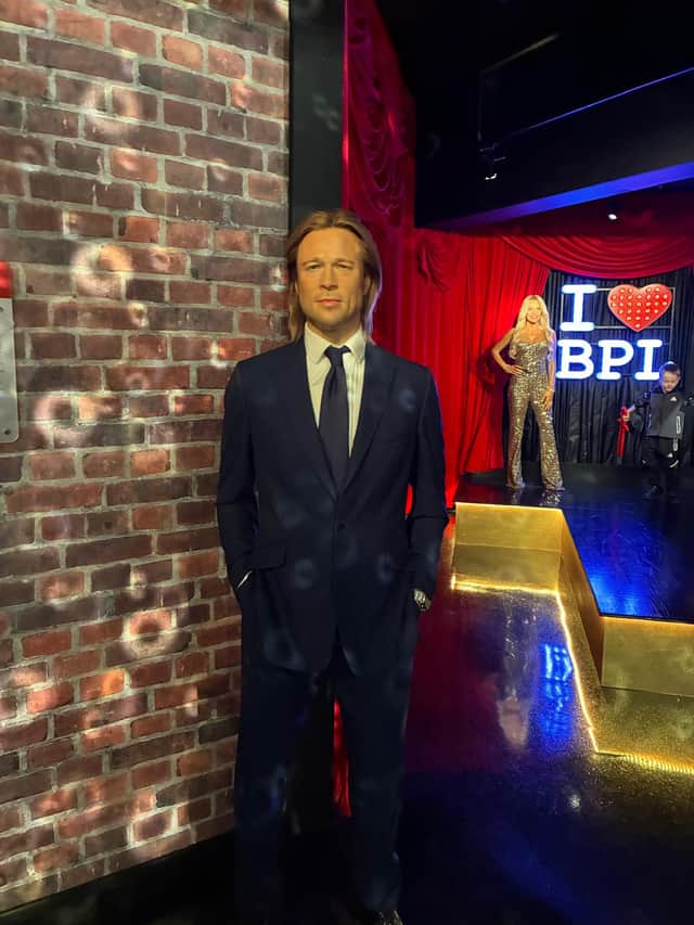 Brad Pitt and Amanda Holden waxworks at Madame Tussauds Blackpool