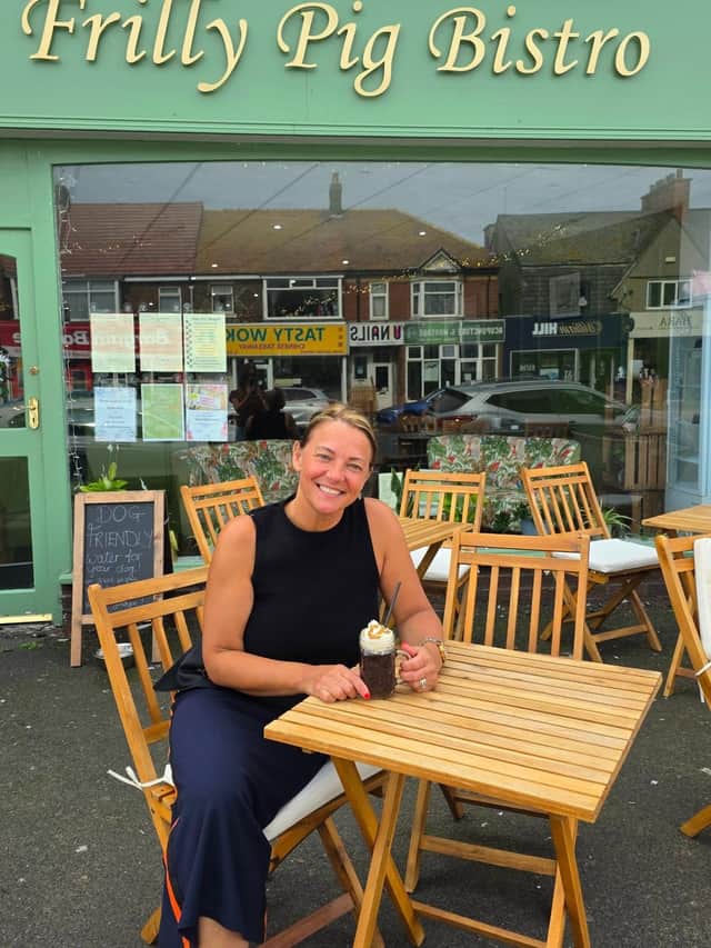 Sandra Byrne outside Frilly Pig Bistro in Victoria Road