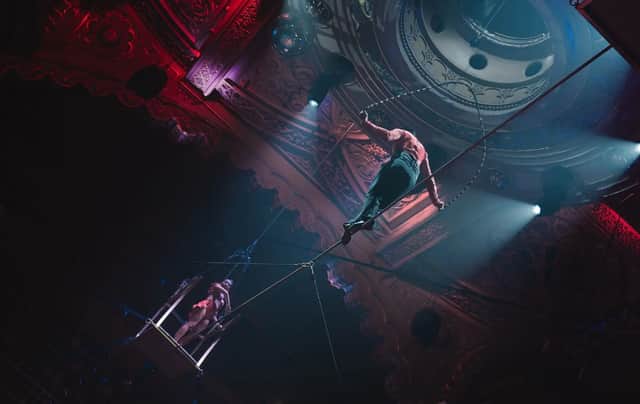 The high wire tricks performed at Blackpool Tower Circus