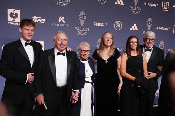 The family of Sir Stanley Matthews, including son Stanley Matthews Jr (second left), daughter Jean Matthews (third left) and granddaughters Mandy Bray (third right) and Samantha Davis (second right) were at Monday's Ballon d'Or ceremony
