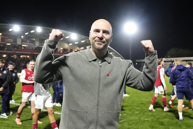 Matt Lawlor celebrates Fleetwood's famous win