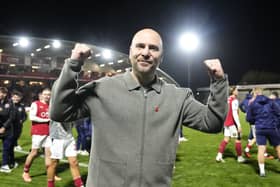 Matt Lawlor celebrates Fleetwood's famous win
