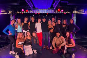 Stephen Mulhern with the cast of Pleasure Beach Resort’s Las Vegas Christmas Party Nights