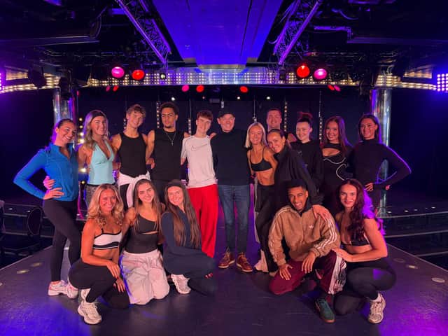 Stephen Mulhern with the cast of Pleasure Beach Resort’s Las Vegas Christmas Party Nights