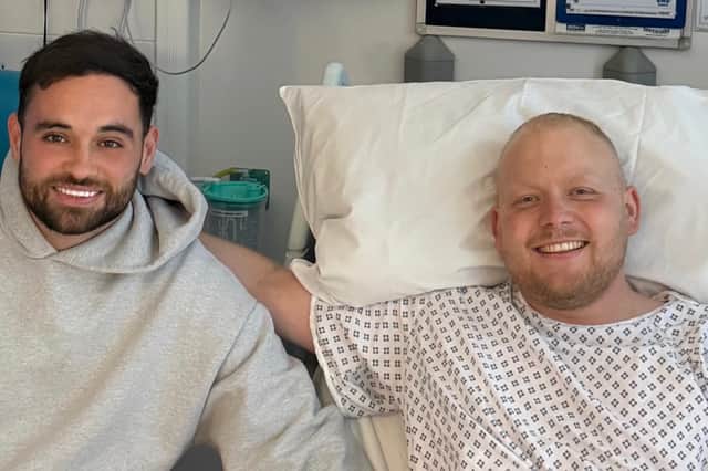 Blackpool golf club head greenkeeper Chris Hulme (right) has completed a remarkable 100-mile walking challenge after receiving a life-changing kidney transplant from his friend Oli (left), raising more than £8,500 for kidney research.