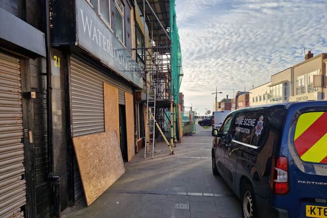 Lancashire Police’s CSI (van pictured outside the café) are now investigating the break-in. 