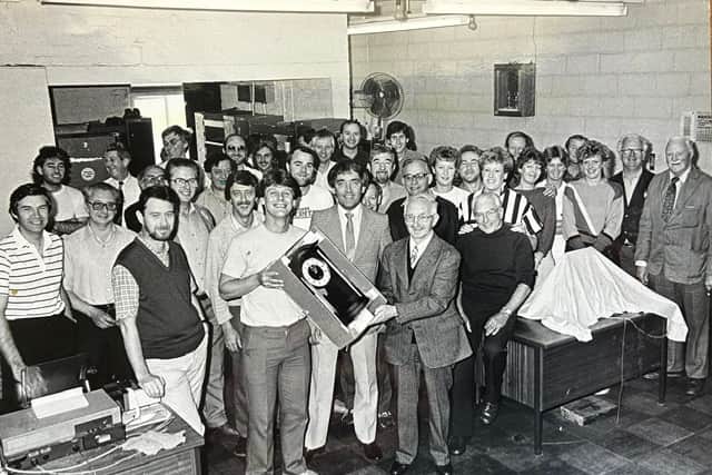 Tony Shaw (centre), the former Managing Director of the Blackpool Gazette, during a presentation