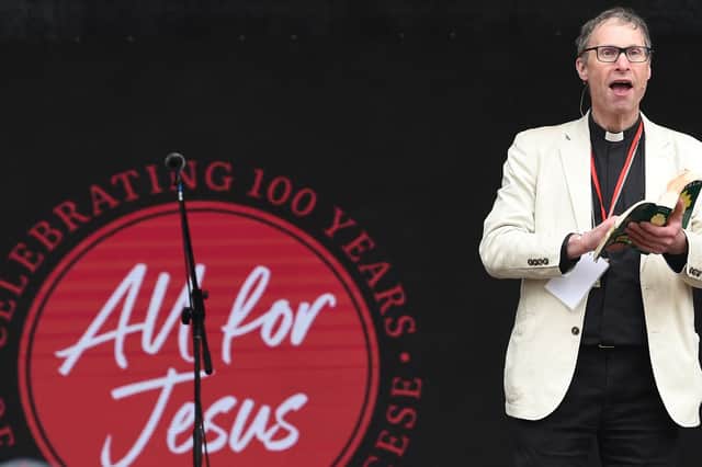 Bishop Philip speaks on the stage during The Big Day Out in Blackpool