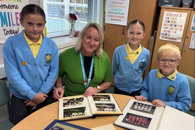 Head of School Miss Haslam and members of the Pupil Leadership Team take a trip down memory lane as they explore Moor Park’s school archive ahead of its 75th anniversary