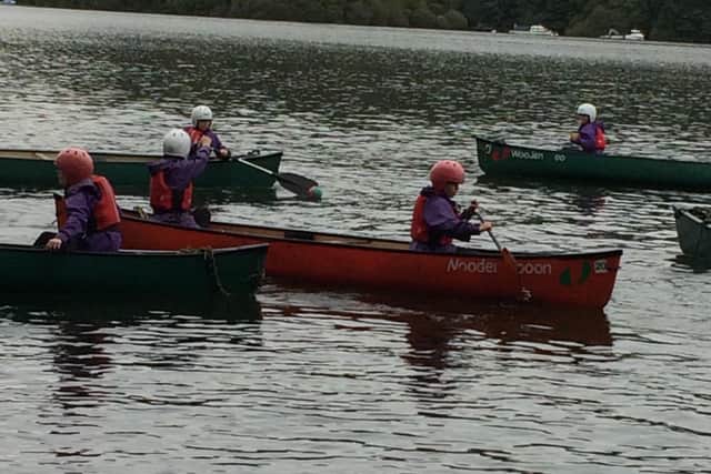 Year 7 pupils at Aspire Academy take part in a canoeing exercise