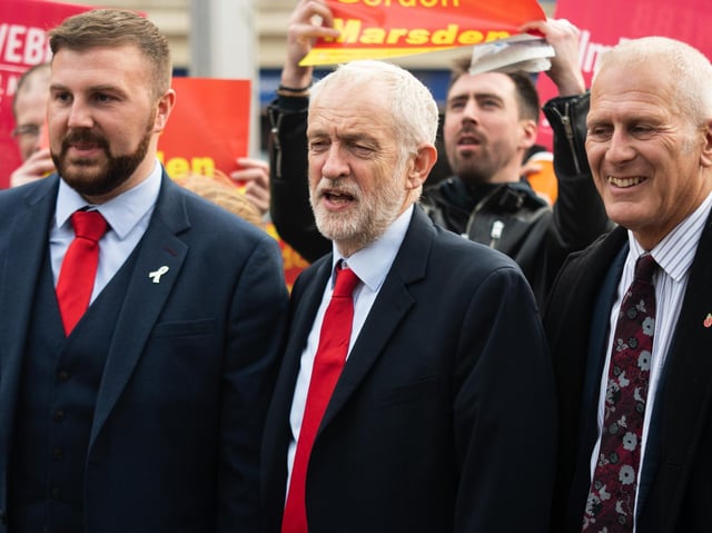 Jeremy Corbyn, centre, with Chris Webb and Gordon Marsden