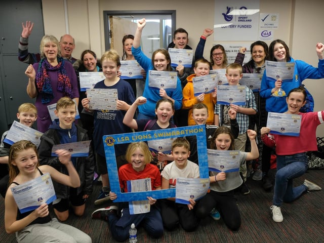 A group of swimmers vat the 2019 Lytham St Annes Lions Swimarathon