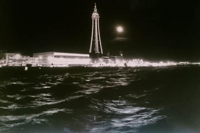 A retro shot of Blackpool Illuminations photographed from North Pier