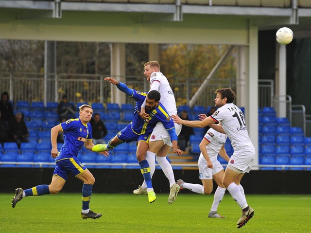Airborne action at Solihull where Fylde gave themselves a mountain to climb