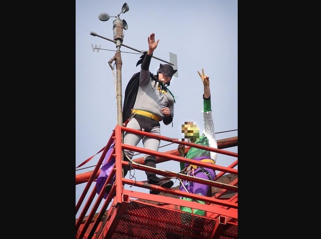 Fathers 4 Justice during a superhero protest at the top of Blackpool Pleasure Beach's Big One rollercoaster in 2004. There is no suggestion Vaghela was involved (Picture: Mark Pearson/JPIMedia)