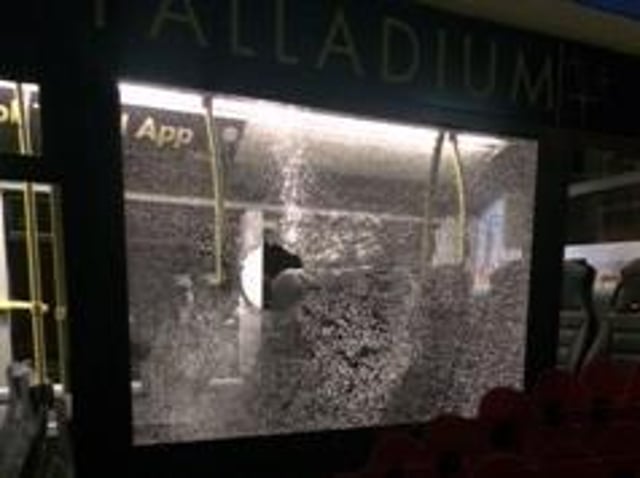Vandals smashed a bus window as it was travelling along Caunce Street, Blackpool on Saturday (November 16). Pic: Blackpool Transport