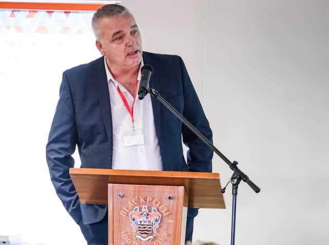 Former England and Blackpool footballer Paul Stewart gave a key speech at the first International Men's Day conference at Bloomfield Road whihc focussed on mental health issues