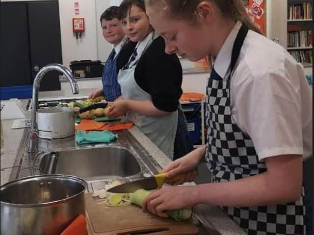 Highfield pupils prepared a tasty meal with donated goods
