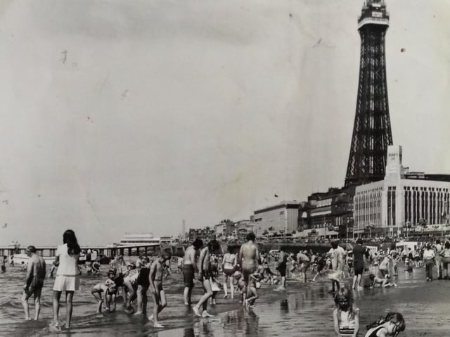 A crowded Blackpool Beach in the 1970's