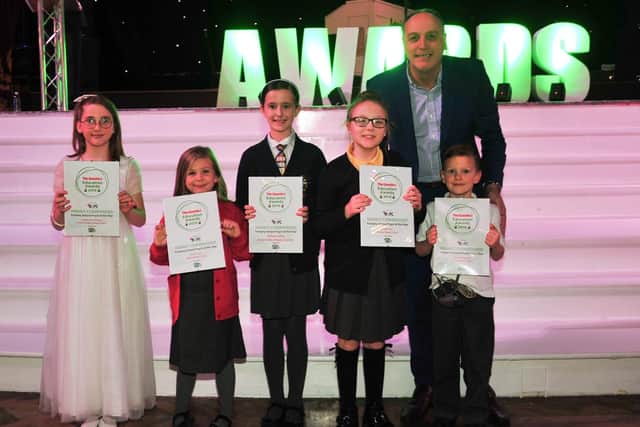 Scarlette-Jane Thompson, Jessica Smith, Melissa Collins, Sophie Potts and Austin Brennand are Highly Commended in the Primary School Pupil of the Year Award at the Blackpool Gazette Education Awards