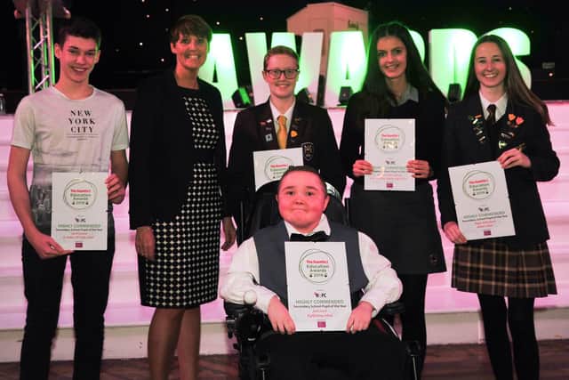 Jacob Greaves, Harry Snelson, Jack Leech, Martina Dioletta-Brett and Poppy Billinghurst are Highly Commended in the Secondary School Pupil of the Year Award at the Blackpool Gazette Education Awards