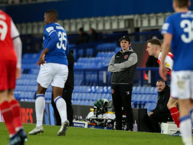 Joey Barton watches his side in action at Goodison Park