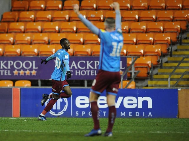 Abo Eisa celebrates scoring the second of his two goals